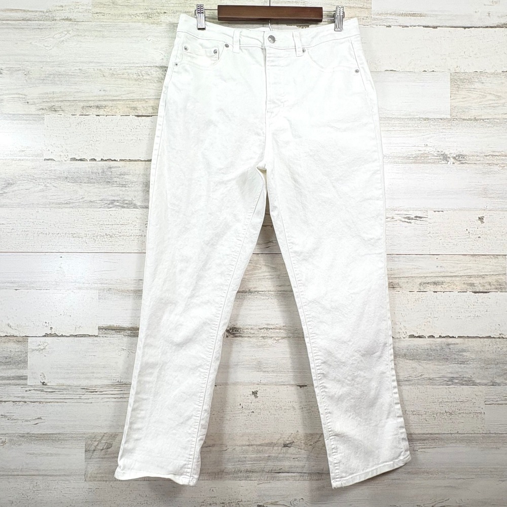 Frye Straight Leg Jeans Women 8/29 White‎ High Rise Denim Chic Modern Uniform